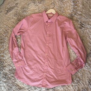 GAP Men’s Classic Pink Checkered Dress Shirt Non-Iron Stretch XL Tall Slim Fit